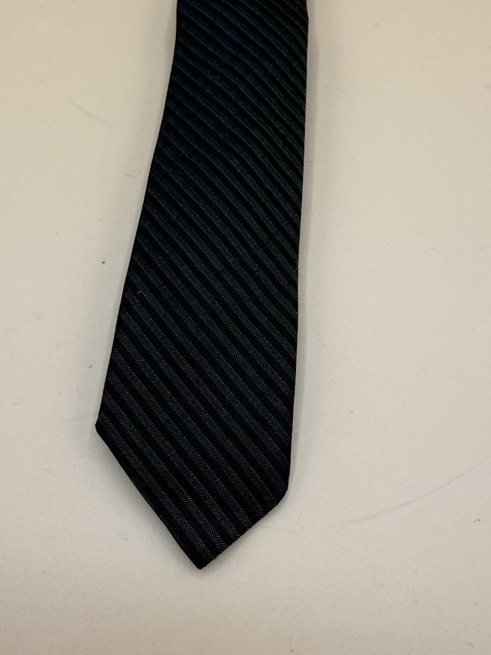 Vintage Archdale Skinny Tie Blue Green Diagonal Stripe Retro Necktie
